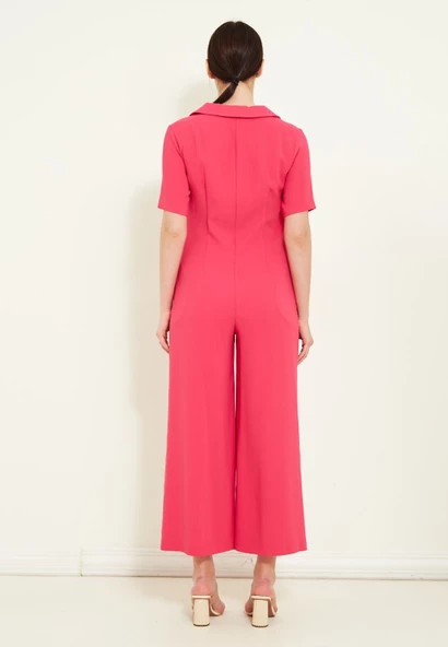 Modatalika Kadın Kısa Kollu Bol Paça Tulum - Resim 9