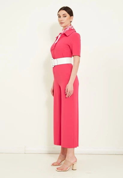 Modatalika Kadın Kısa Kollu Bol Paça Tulum - Resim 8