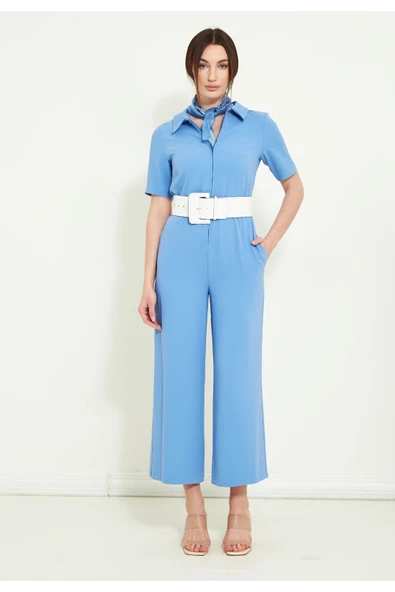 Modatalika Kadın Kısa Kollu Bol Paça Tulum - Resim 10