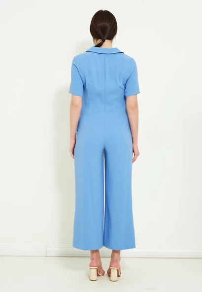 Modatalika Kadın Kısa Kollu Bol Paça Tulum - Resim 11