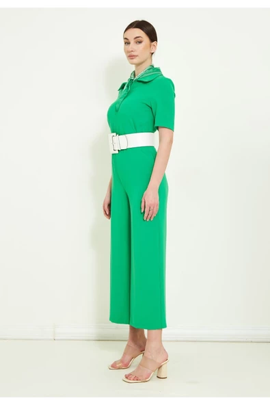 Modatalika Kadın Kısa Kollu Bol Paça Tulum - Resim 2