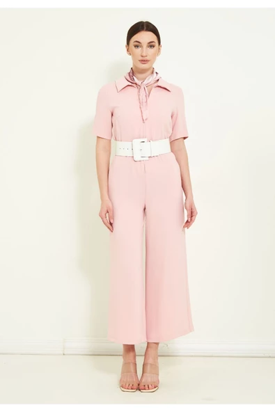 Modatalika Kadın Kısa Kollu Bol Paça Tulum - Resim 4