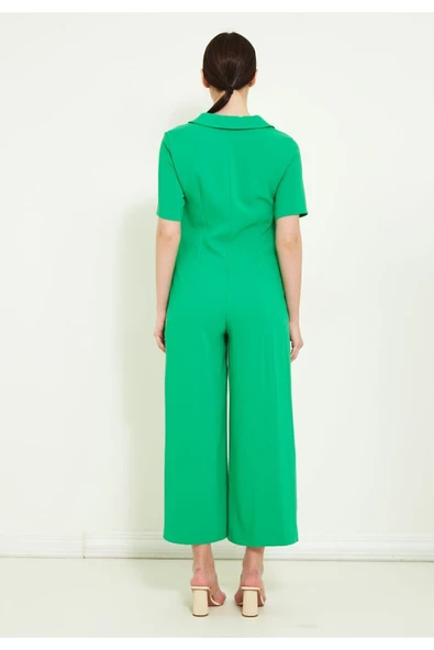 Modatalika Kadın Kısa Kollu Bol Paça Tulum - Resim 3