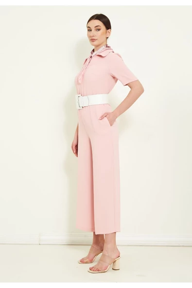 Modatalika Kadın Kısa Kollu Bol Paça Tulum - Resim 5