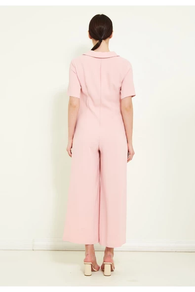 Modatalika Kadın Kısa Kollu Bol Paça Tulum - Resim 6