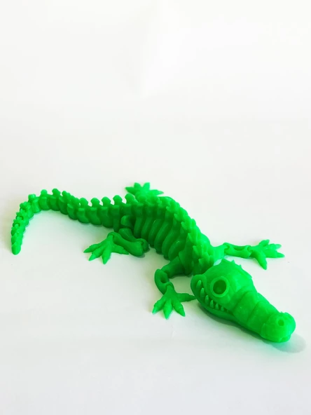 3D Hareketli İskelet Timsah Figürlü Oyuncak - Neon Yeşil - 4