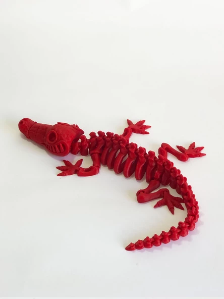 3D Hareketli İskelet Timsah Figürlü Oyuncak - Kırmızı - Resim 5