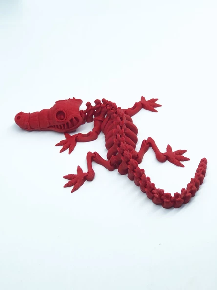 3D Hareketli İskelet Timsah Figürlü Oyuncak - Kırmızı - Resim 4