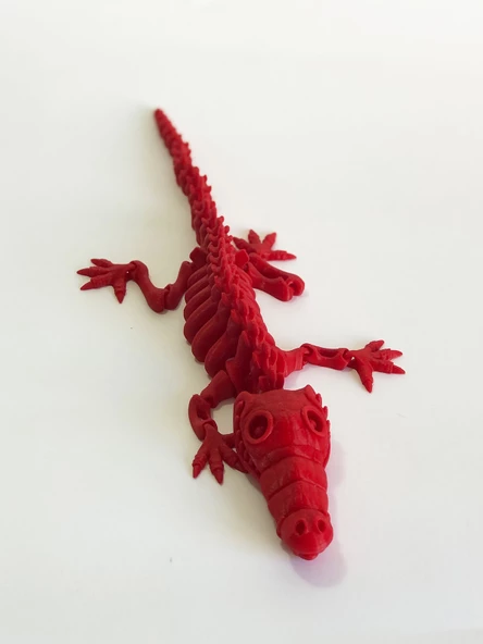 3D Hareketli İskelet Timsah Figürlü Oyuncak - Kırmızı - Resim 7