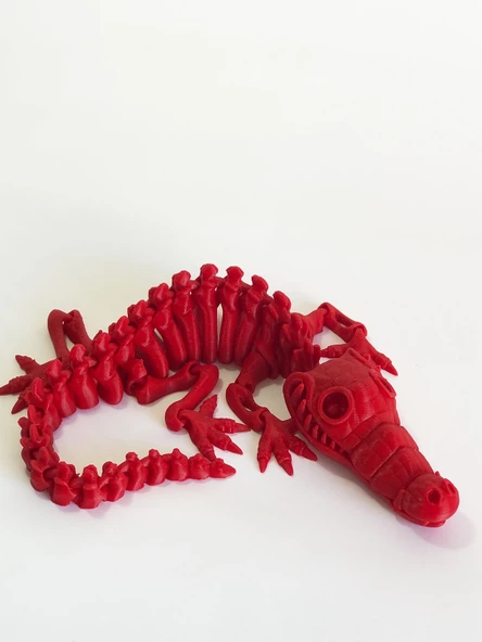3D Hareketli İskelet Timsah Figürlü Oyuncak - Kırmızı - Resim 6