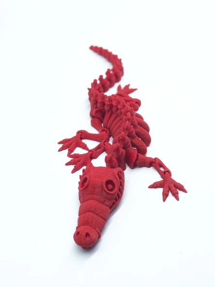 3D Hareketli İskelet Timsah Figürlü Oyuncak - Kırmızı - Resim 3