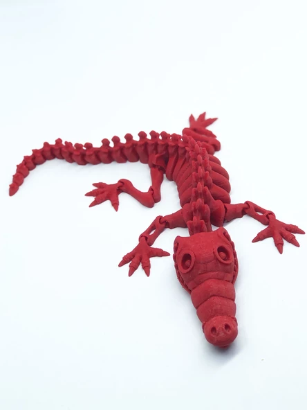 3D Hareketli İskelet Timsah Figürlü Oyuncak - Kırmızı - Resim 2
