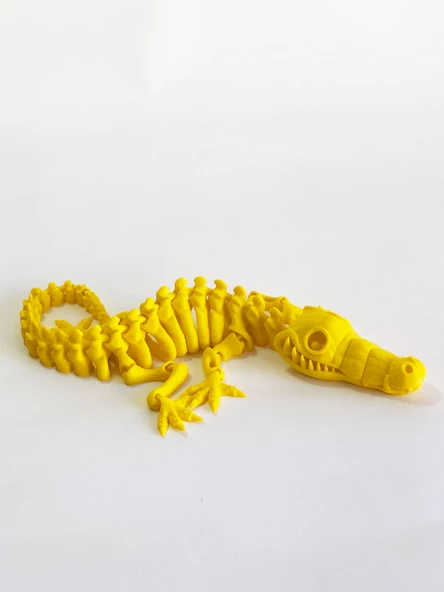 3D Hareketli İskelet Timsah Figürlü Oyuncak - Sarı - Resim 5