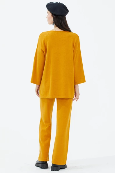 V Yaka İkili Triko Takım - Güneş - Resim 4