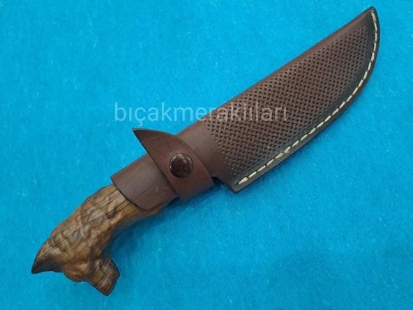 El Yapımı Kurtbaşlı Bıçak 25,5cm Toplam Uzunluk Ahşap Sap - 3