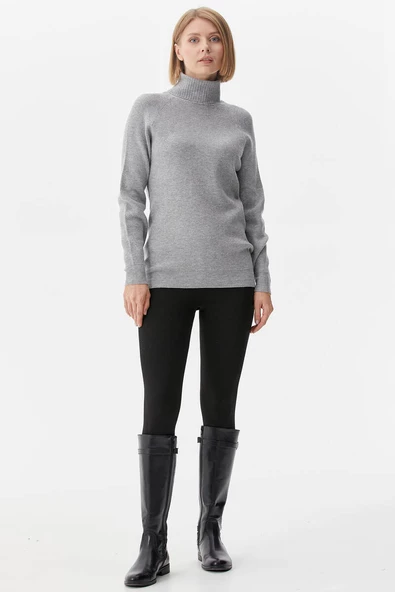 Tam Balıkçı Triko Kazak - Açık Gri - Resim 2