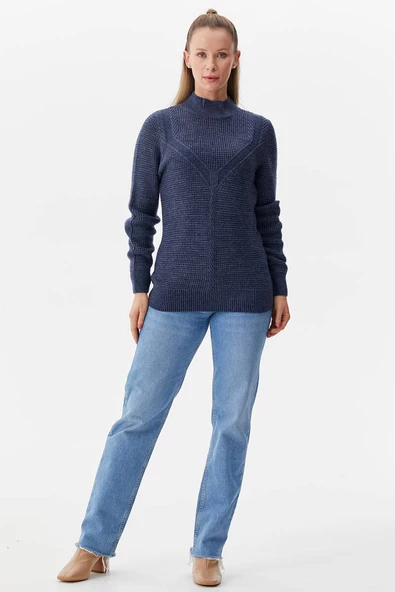 Yarım Balıkçı Triko Kazak - Lacivert ürün görseli