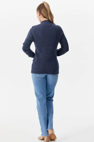 Yarım Balıkçı Triko Kazak - Lacivert - Resim 4