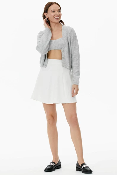 Hırka Atlet İkili Triko Takım - Açık Gri - Resim 5