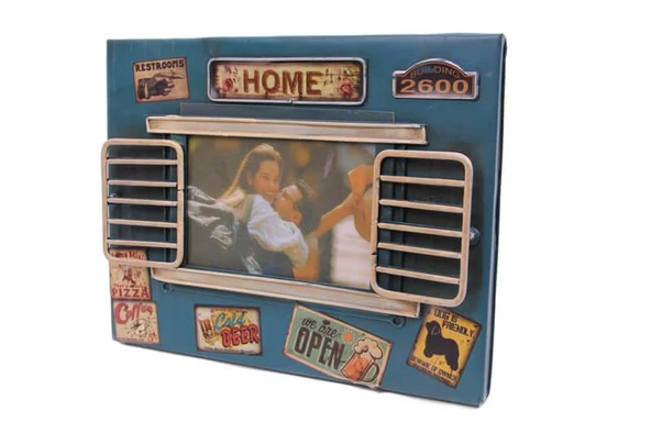 Dekoratif Metal Çerçeve Panjur Temalı Vintage Ev Ofis Hediyelik - 3