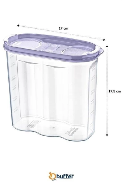 BUFFER® 2 Kapaklı Ölçekli Erzak Kuru Gıda Saklama Kutusu Kabı - 1,7 Litre - SA935 - 8