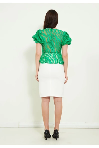 Modatalika Kadın Dantel Detaylı Etekli Takım - Resim 6