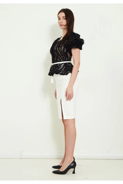 Modatalika Kadın Dantel Detaylı Etekli Takım - Resim 2