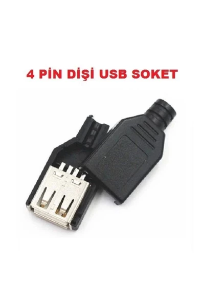 4 PİN DİŞİ USB SOKET - PLASTİK KAPAKLI USB BAĞLANTI