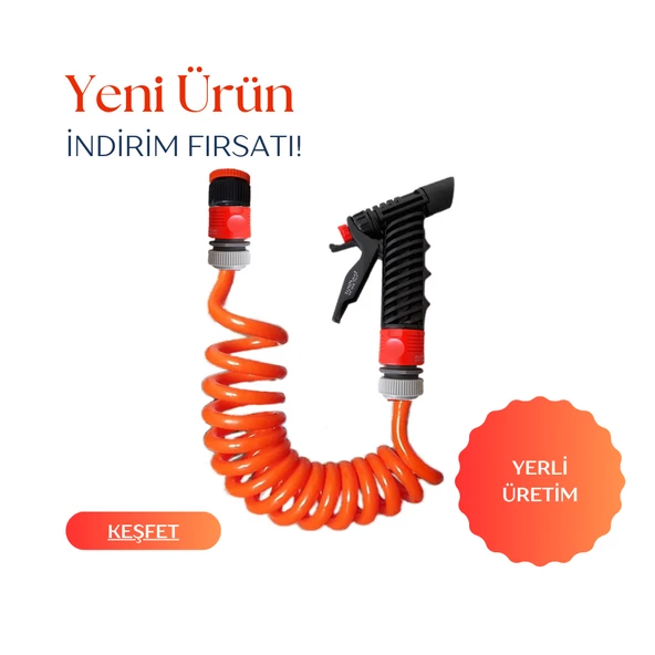 Plasyay Spiral Sulama Yıkama Hortum Musluk Adaptörlü ve Yeni Tetik Başlıklı Set - 3