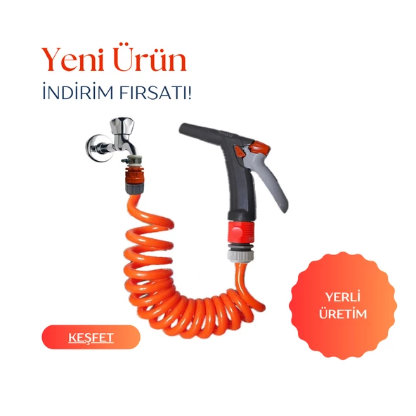 Plasyay Spiral Balkon Araç Yıkama Bahçe Sulama Hortumu ve Tetikli Tam Setler - 2