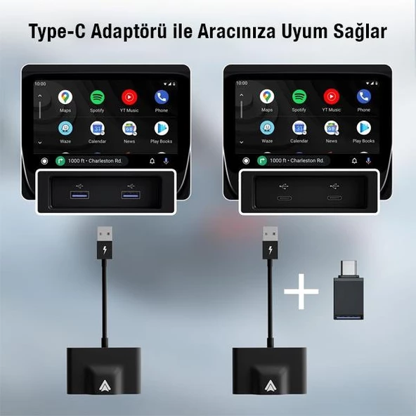 Polham Araç İçi Android Cihazlar İçin Kablosuz Android Multimedya Carplay Adaptörü,Wireless Çevirici - 4