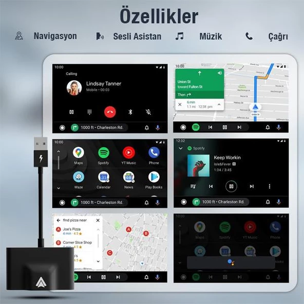 Polham Araç İçi Android Cihazlar İçin Kablosuz Android Multimedya Carplay Adaptörü,Wireless Çevirici - 3