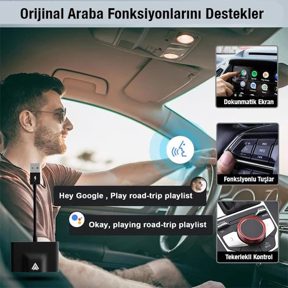 Polham Araç İçi Android Cihazlar İçin Kablosuz Android Multimedya Carplay Adaptörü,Wireless Çevirici - 5