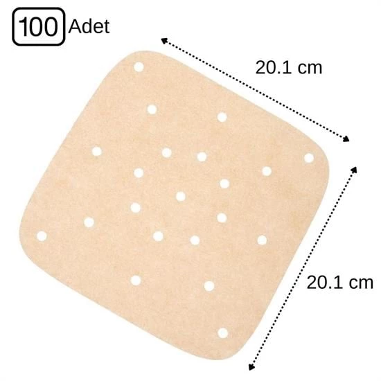 BUFFER® Kare Model Gri Pişirme Matı 20 Cm Ve 100 Adet Kullan-At Pişirme Kağıdı Delikli Kare Model - 3