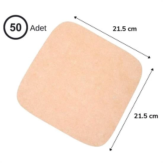 BUFFER® 50 Adet Pişirme Kağıdı Deliksiz Düz Kare Model ve Yuvarlak Model Pişirme Matı Siyah 23 cm - 2