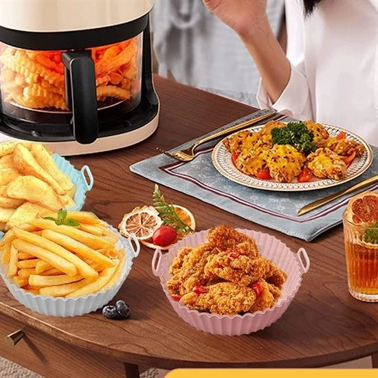 BUFFER® Airfryer Yuvarlak Model Pişirme Matı Vizon ve Yuvarlak Model Pişirme Matı Gri 20 Cm - 5