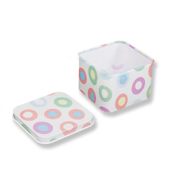 12 Adet Yuvarlak Desenli Kare Metal Kutu - Resim 3