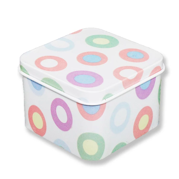 12 Adet Yuvarlak Desenli Kare Metal Kutu ürün görseli 1