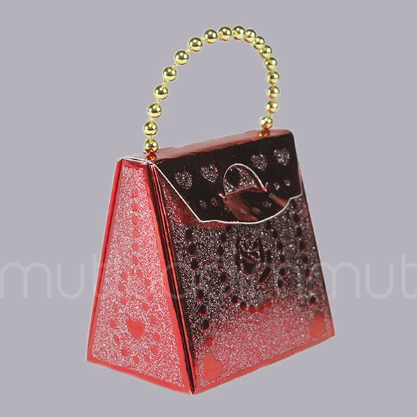 İnci Saplı Demonte Karton Çanta 25 Adet - 4