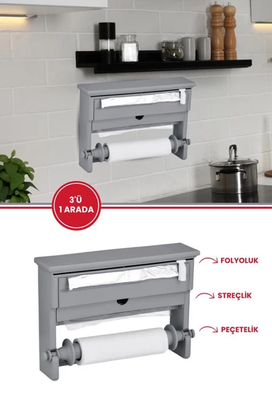 Flosoft 3’lü Folyoluk / Streçlik - Kağıt Havluluk - Folyoluk 3’ü Bir Arada - 5