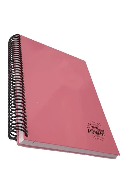 Sert Kapak Spralli Defter 120 Yaprak Çizgisiz 17X24 Orta Boy 1 Adet Enjoy Every Moment Sert Kapak Defter - 7