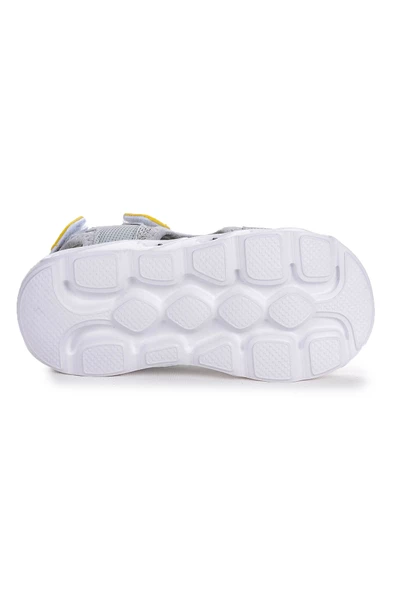 Kiko Kids 103 Işıklı Erkek Çocuk Cırtlı Sandalet Ayakkabı Açık Gri - 5