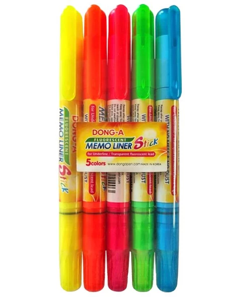 Dong A Memo Liner Stick Jel Fosforlu Kalem 5li Set