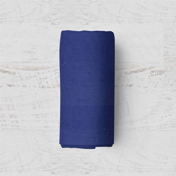 Makiteks 100 Pamuklu Lacivert 180x200 + 2*(50x70) Battal Boy Lastikli Çarşaf Takımı - Resim 3