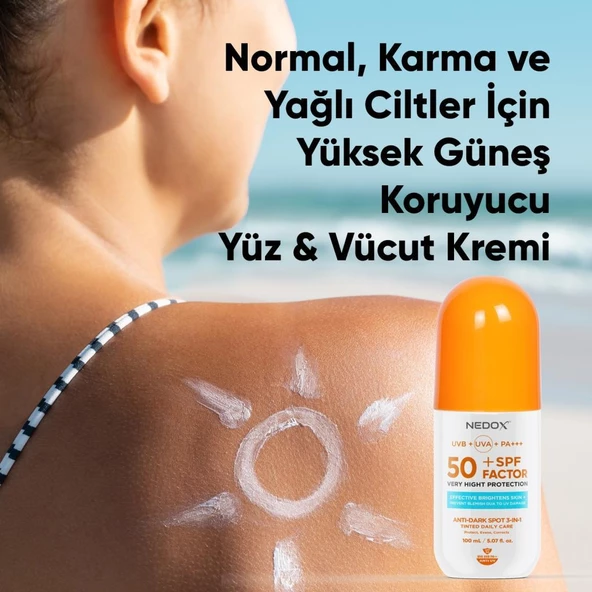 NEDOX Leke Karşıtı Spf 50 Tüm Ciltler Için Yüksek Korumalı Nemlendirici Güneş Krem 100 ml - 6