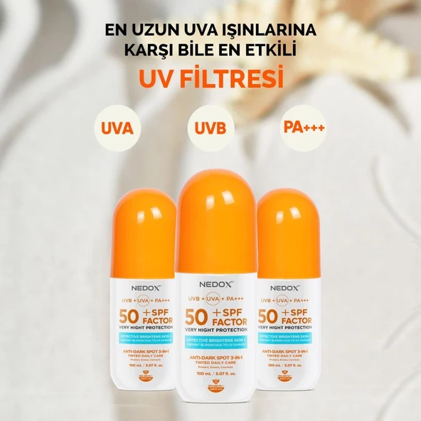 NEDOX Leke Karşıtı Spf 50 Tüm Ciltler Için Yüksek Korumalı Nemlendirici Güneş Krem 100 ml - 3