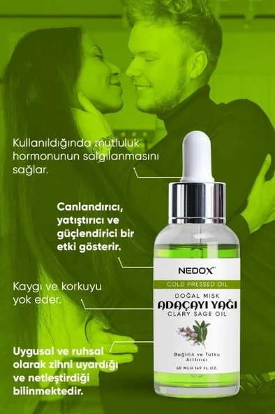 NEDOX Misk Adaçayı Yağı %100 Doğal Bağlılık Ve Tutku Arttırıcı Clary Sage Oil 50 Ml - 4
