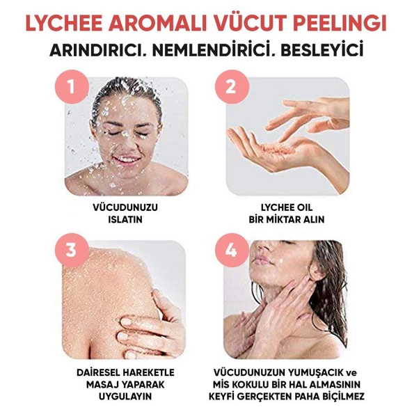 NEDOX Liçi (LYCHEE OİL) Besleyici, Arındırıcı Ve Nemlendirici El & Vücut Peelingi 250 ml - 4