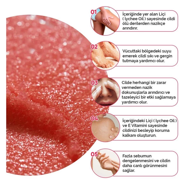 NEDOX Liçi (LYCHEE OİL) Besleyici, Arındırıcı Ve Nemlendirici El & Vücut Peelingi 250 ml - 5