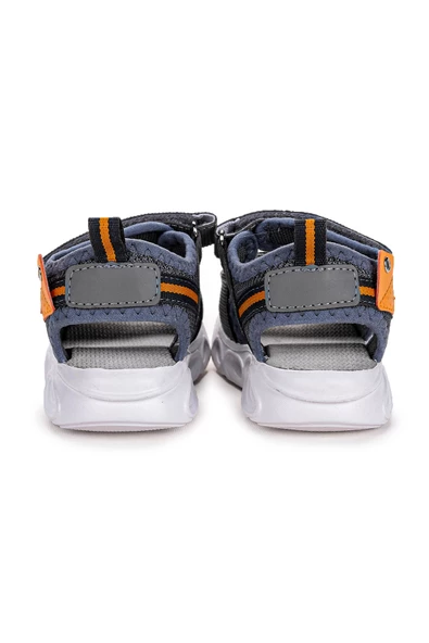 Kiko Kids 101 Işıklı Kız/Erkek Çocuk Cırtlı Sandalet Ayakkabı Füme - 4